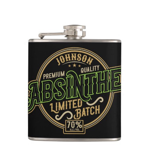 Personalized Absinthe Herbal Spirit Liquor Label Flask