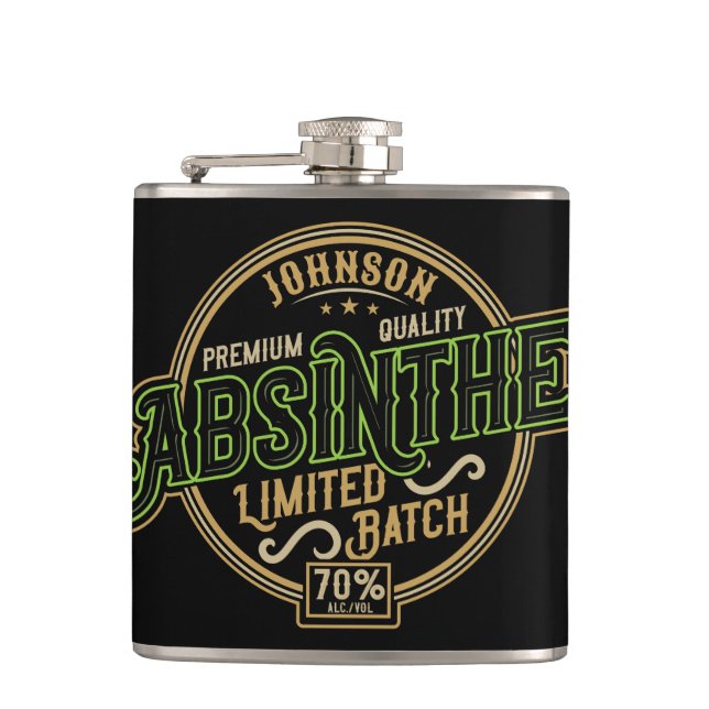Personalized Absinthe Herbal Spirit Liquor Label Flask (Front)