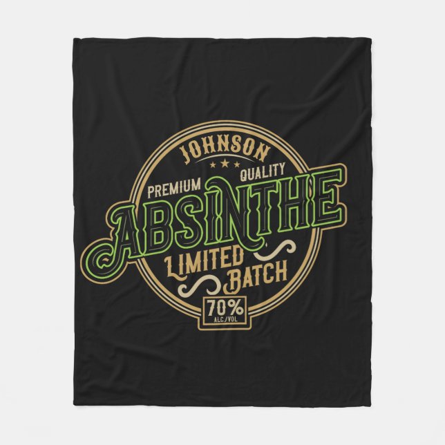 Personalized Absinthe Herbal Spirit Liquor Label Fleece Blanket (Front)