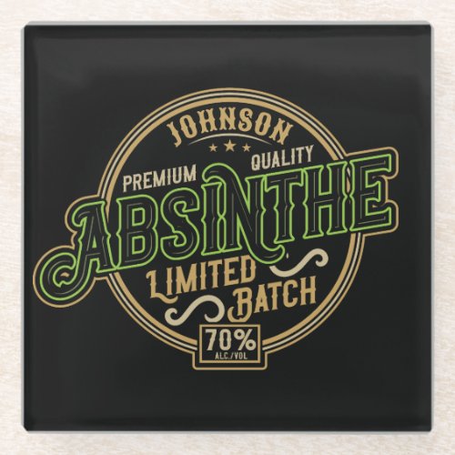 Personalized Absinthe Herbal Spirit Liquor Label Glass Coaster