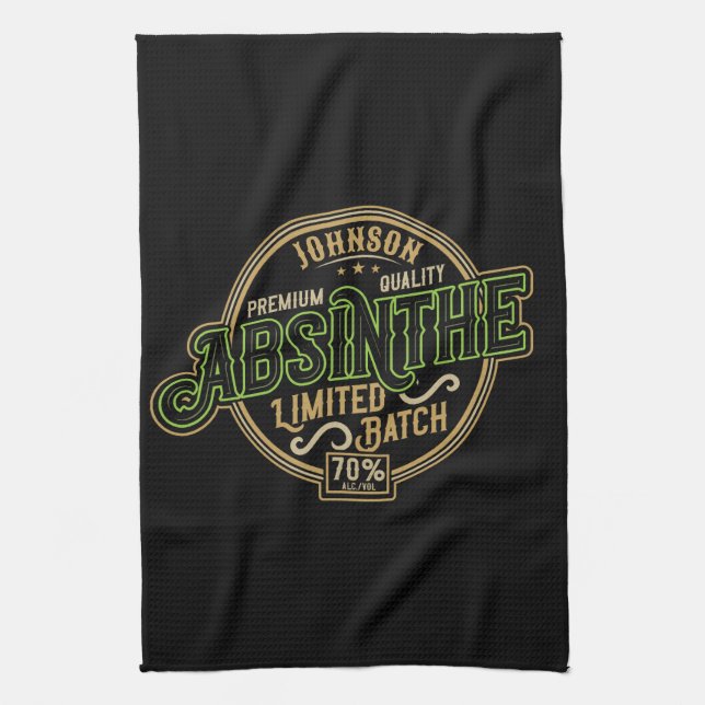 Personalized Absinthe Herbal Spirit Liquor Label Kitchen Towel (Vertical)