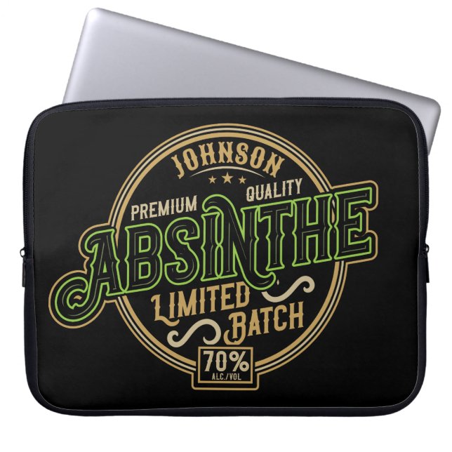 Personalized Absinthe Herbal Spirit Liquor Label Laptop Sleeve (Front)