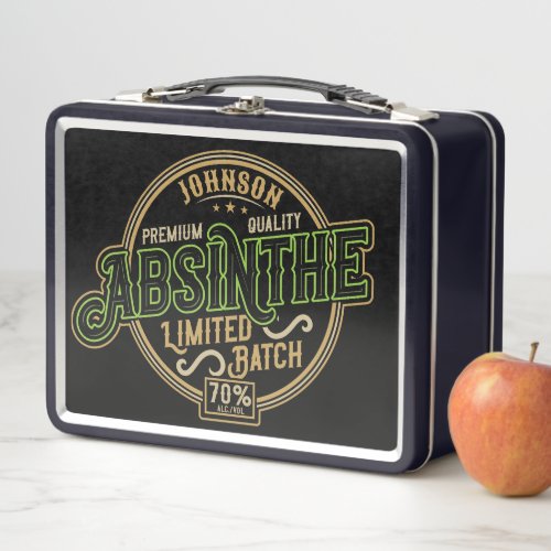 Personalized Absinthe Herbal Spirit Liquor Label Metal Lunch Box