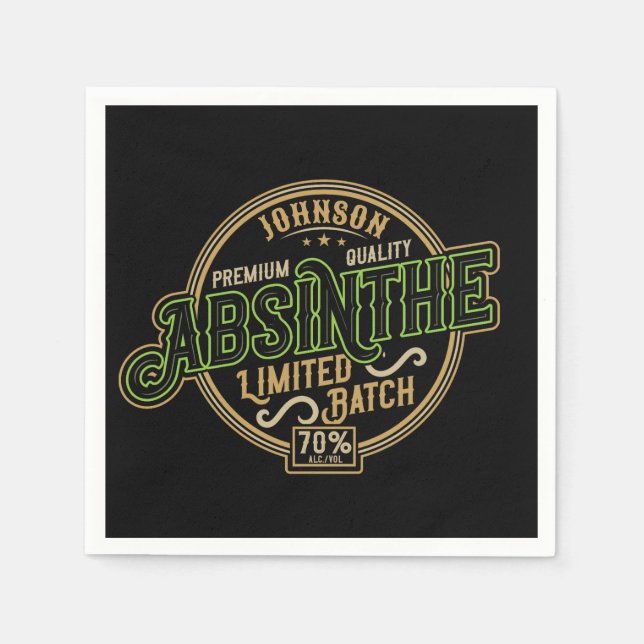 Personalized Absinthe Herbal Spirit Liquor Label Napkins (Front)