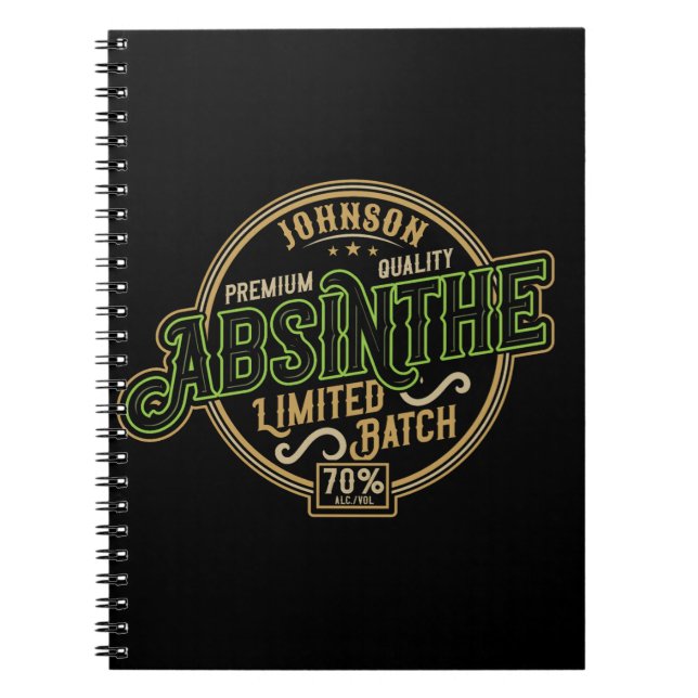 Personalized Absinthe Herbal Spirit Liquor Label Notebook (Front)