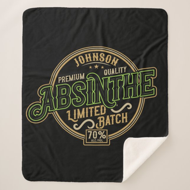 Personalized Absinthe Herbal Spirit Liquor Label Sherpa Blanket (Front)