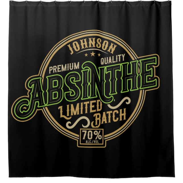 Personalized Absinthe Herbal Spirit Liquor Label Shower Curtain (Front)