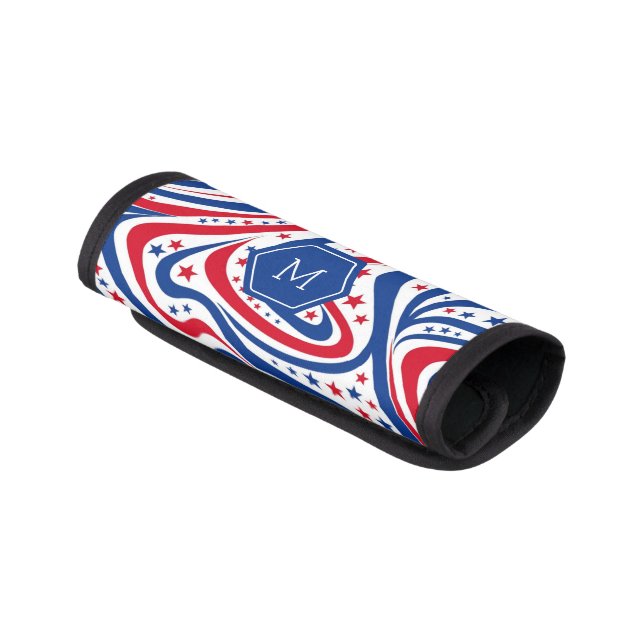 Personalized Abstract American Flag Pattern Luggage Handle Wrap (Angled)