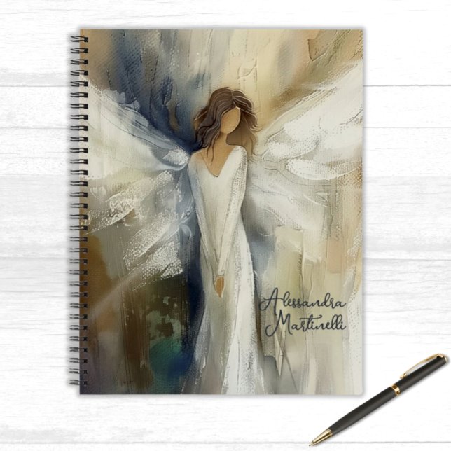 Personalized Abstract Angel Neutral Colors Notebook (Abstract Angel in Neutral Tones Personalized Notebook for Ladies and Girls)