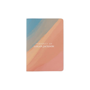 Personalized Abstract Art Pink Blue Yellow Artsy Passport Holder