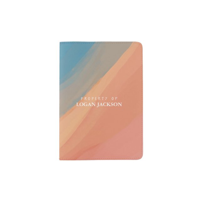 Personalized Abstract Art Pink Blue Yellow Artsy Passport Holder (Front)