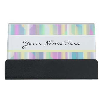 Personalized Abstract Beautiful Rainbow Pastels Desk Business Card Holder by suchicandi at Zazzle