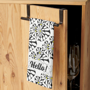 Personalized Abstract Black and White Design Kitchen Towel