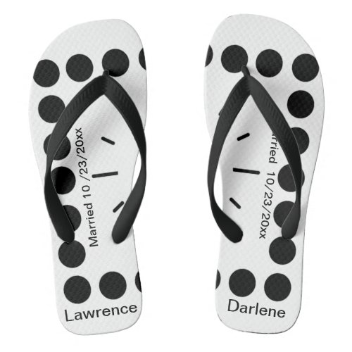 Personalized Abstract Black Dots  Lines Flip Flop