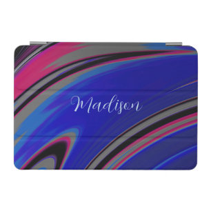 Personalized Abstract Blue Gray Magenta Fractal iPad Mini Cover