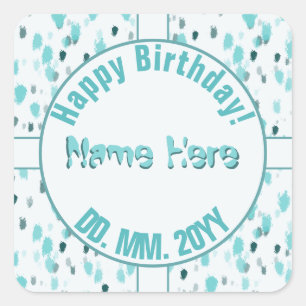 Personalized Abstract Blue Grey Green Color Splash Square Sticker