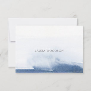 Personalized Abstract Blue Watercolor  Note Card