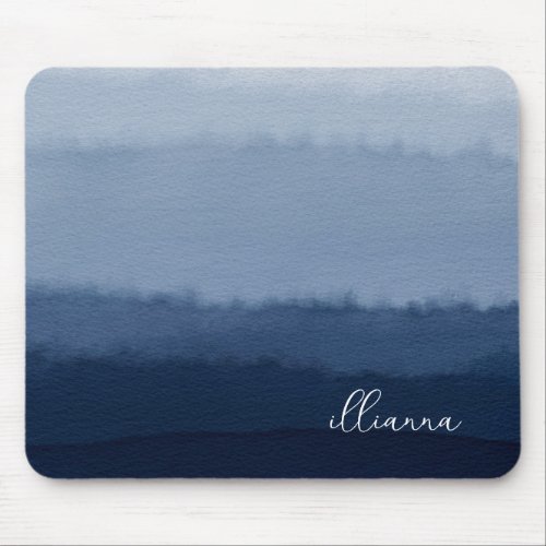 Personalized Abstract Blue Watercolor Ombre Mouse Pad