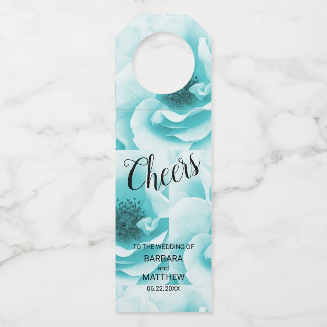Personalized Abstract Blue & White Bottle Hanger Tag (Front)