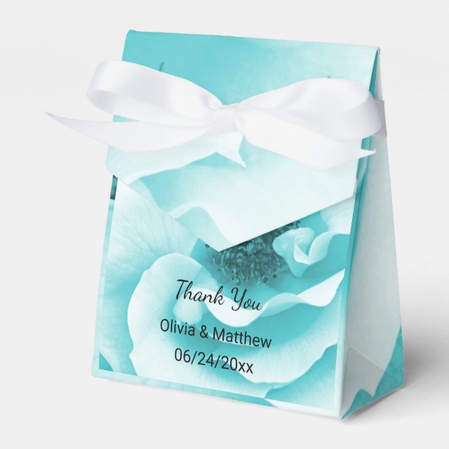 Personalized Abstract Blue & White Florals Favor Boxes (Front Side)