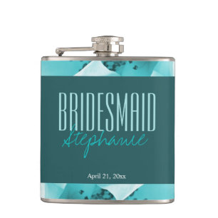 Personalized Abstract Blue & White Florals Flask