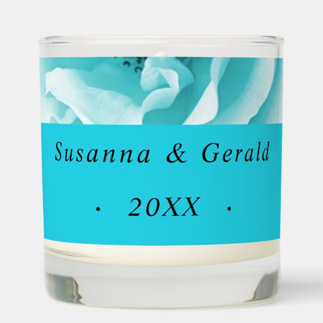 Personalized Abstract Blue & White Florals Scented Candle (Front)
