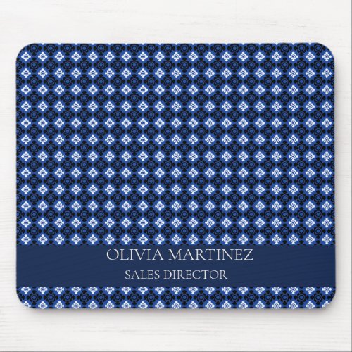 Personalized Abstract Blue  White Mouse Pad 