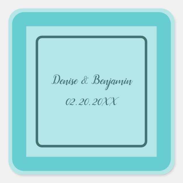 Personalized Abstract Blue & White Square Sticker (Front)