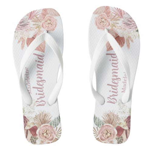 Personalized Abstract Boho Wreath Florals  Flip Flops