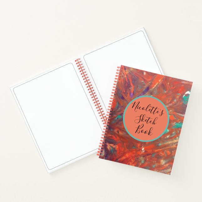 Personalized  Abstract Bold Orange Painting  Notebook (Inside)