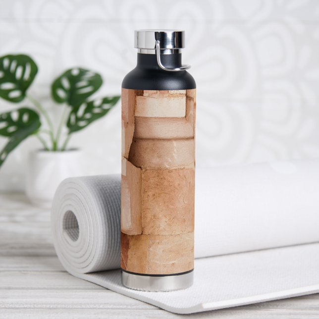 Personalized Abstract Brown-Tones Water Bottle (Yoga (Rotated))