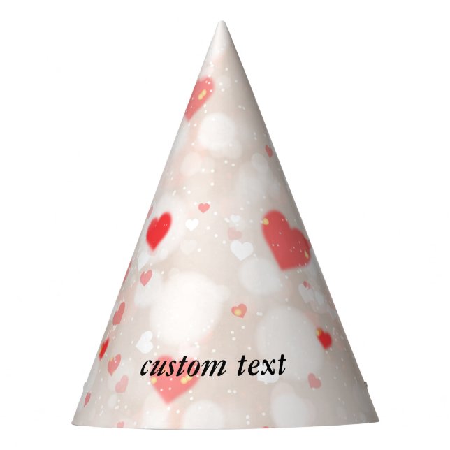 Personalized Abstract Colorful Hearts Pattern Party Hat (Front)