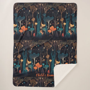 Personalized Abstract Fairy Lights w/ Leaves Sherpa Blanket