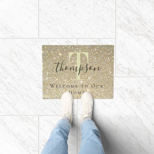 Personalized Abstract Faux Gold w White Speckles  Doormat