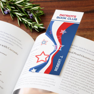 Personalized Abstract Flag Patriots Book Club Bookmarks
