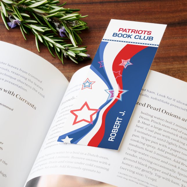 Personalized Abstract Flag Patriots Book Club Bookmarks (Book)