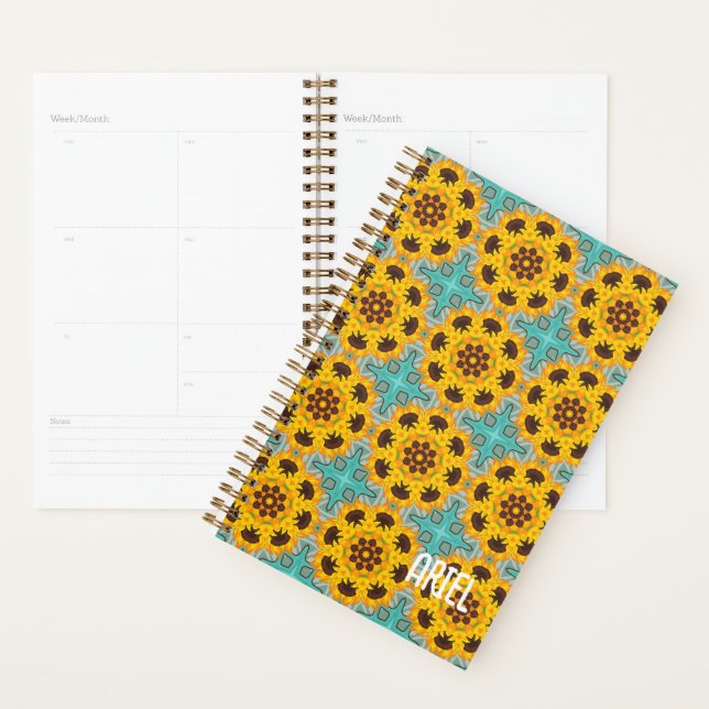 Personalized Abstract Floral Yellow Pattern Planner (Display)