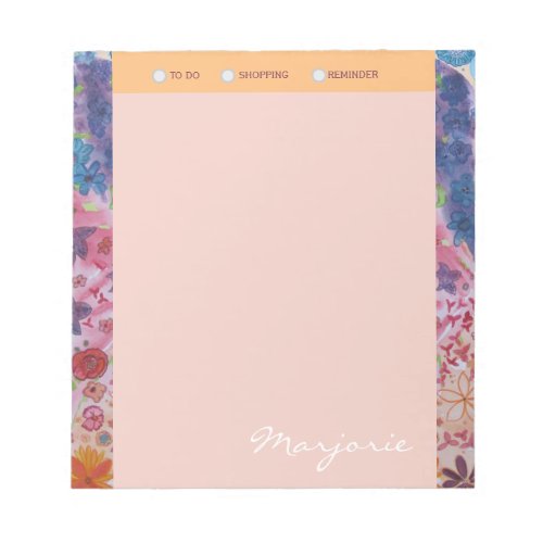 Personalized Abstract Flower Shopping List Notepad