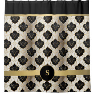 Personalized Abstract Gold & Black Shower Curtain