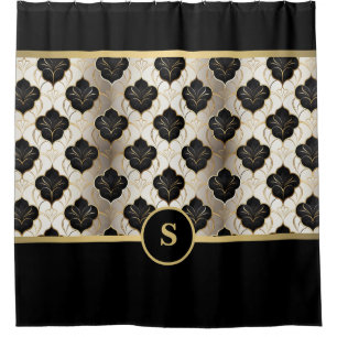 Personalized Abstract Gold & Black Shower Curtain