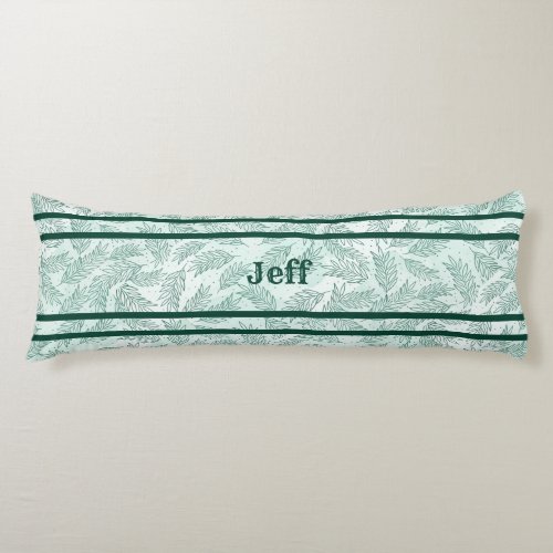 Personalized Abstract Green Fronds Design Body Pillow