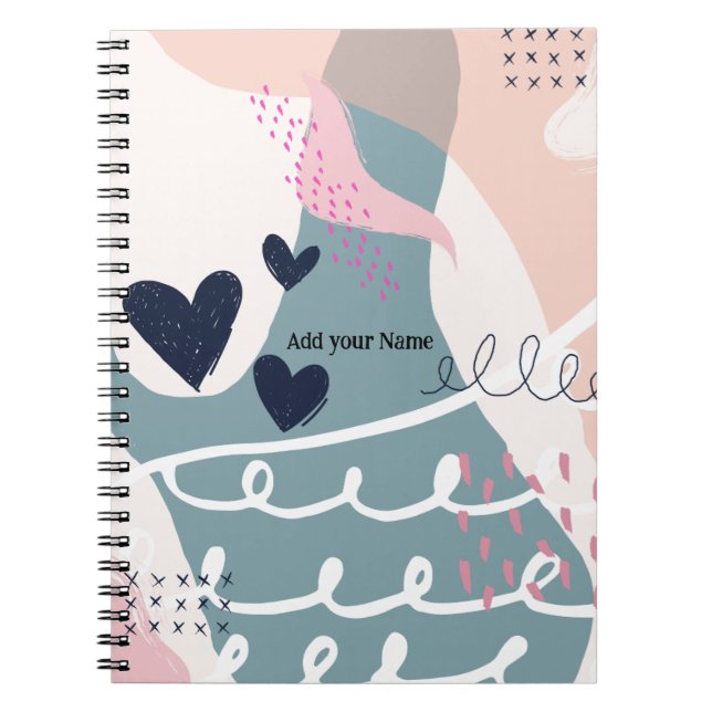 Personalized Abstract Hearts and Lines Notebook (Front)