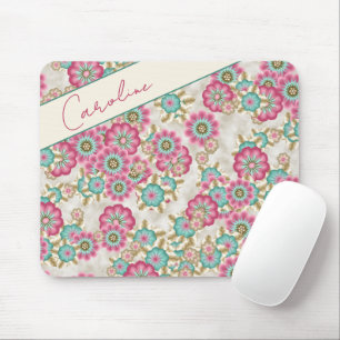 Personalized Abstract Japanese Flowers Art Mouse Pad