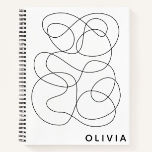 Personalized Abstract Minimalist Black and White Notebook