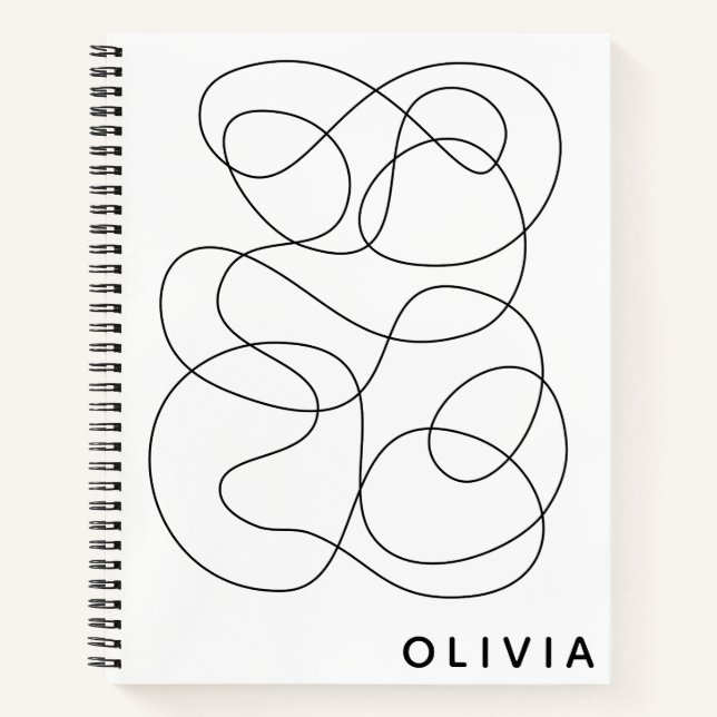 Personalized Abstract Minimalist Black and White Notebook (Front)
