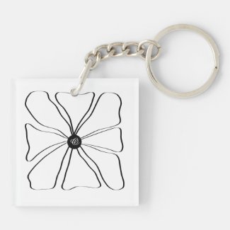 Personalized Abstract Modern Flower Black White