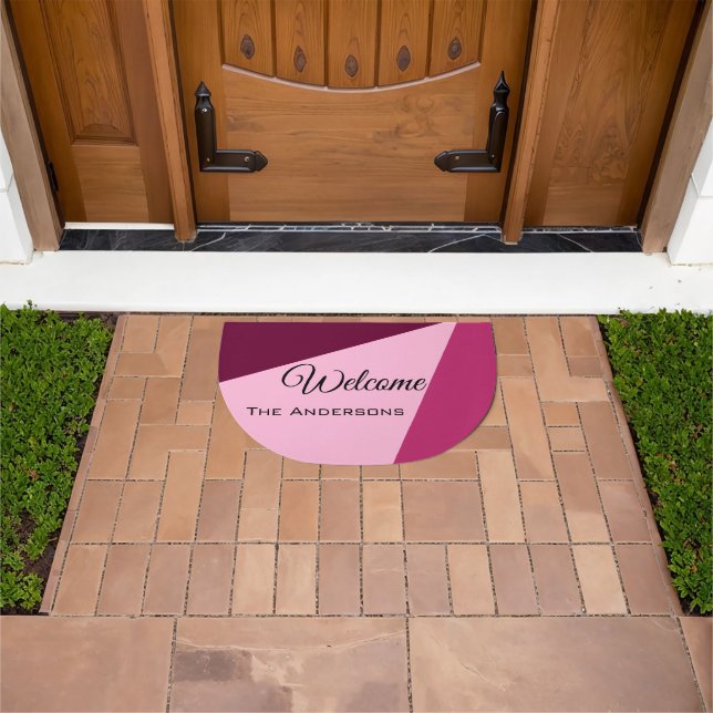 Personalized Abstract Modern Pink Hues Doormat (Outdoor)