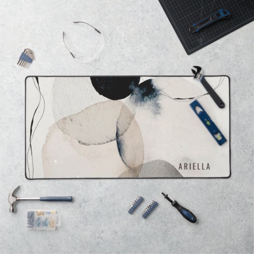 Personalized Abstract Modern Watercolor Shapes Desk Mat
