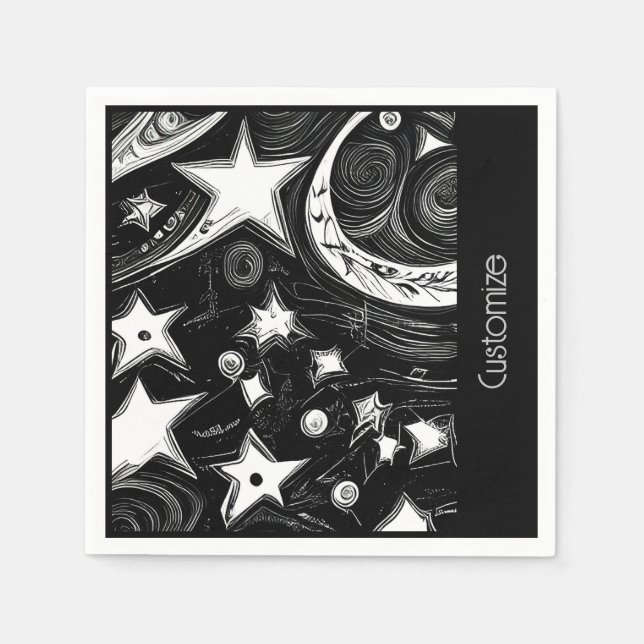 Personalized Abstract Moon And Stars  Napkins (Front)