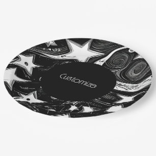 Personalized Abstract Moon And Stars  Paper Plates